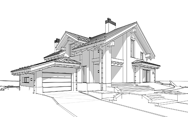 Modern Home Reconstruction Sketch